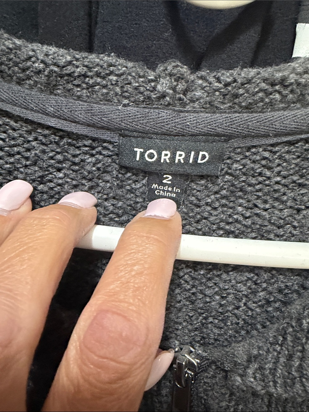 torrid Gray Zip Hoodie with Pink Skull & Rose Knits - Picture 2 of 6